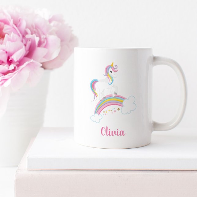Magical Rainbow Unicorn Personalised Coffee Mug (Creator Uploaded)