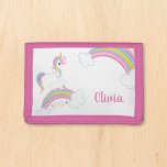 Magical Rainbow Unicorn Personalised Girls Trifold Wallet<br><div class="desc">A cute unicorn wallet with stars and a rainbow. Personalise with her name to make a fun gift for a little girl.</div>