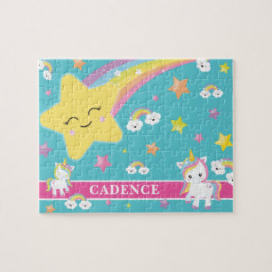 Magical Rainbow Unicorn Personalised Kids Jigsaw P Jigsaw Puzzle