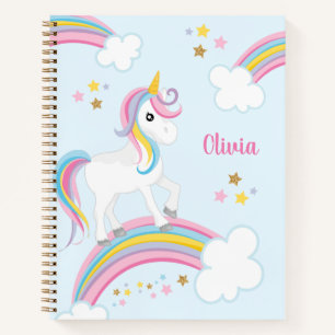 Magical Rainbow Unicorn Personalised Kids Notebook