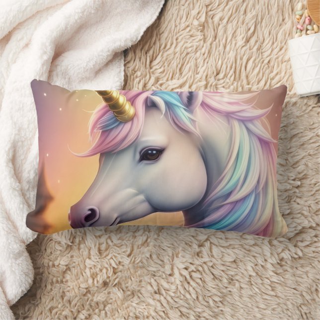 Magical Rainbow Unicorn Personalised Lumbar Cushion (Blanket)