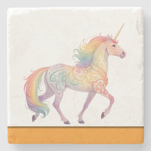 Magical Rainbow Unicorn Personalised Stone Coaster