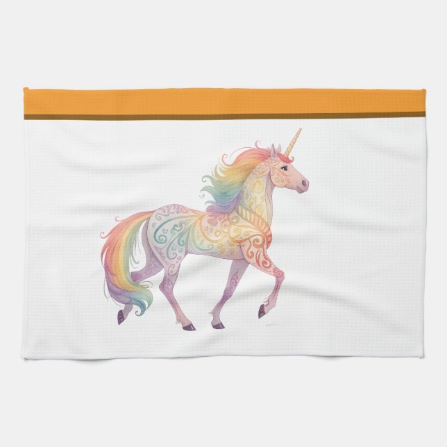 Magical Rainbow Unicorn  Personalised  Tea Towel (Horizontal)