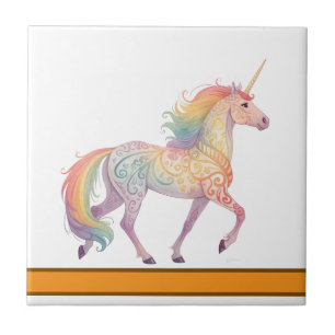Magical Rainbow Unicorn Personalised Tile
