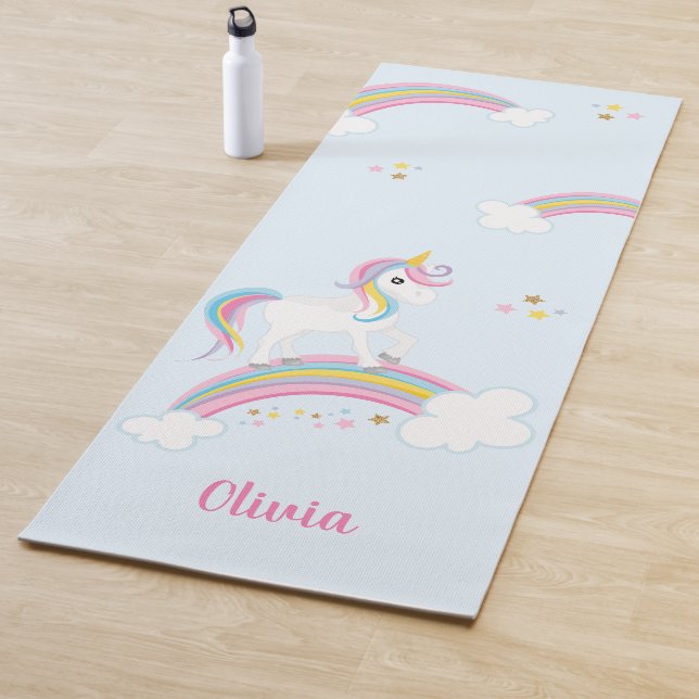 Magical Rainbow Unicorn Personalised Yoga Mat (In Situ)