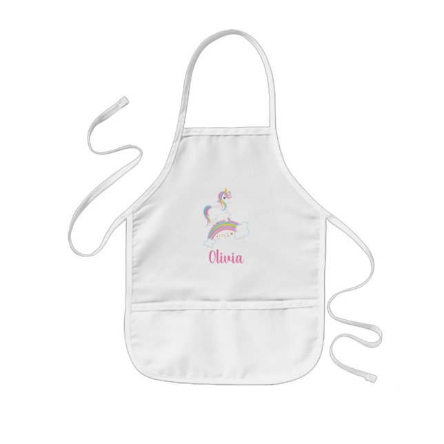 Magical Rainbow Unicorn Personalized Kids Apron (Front)