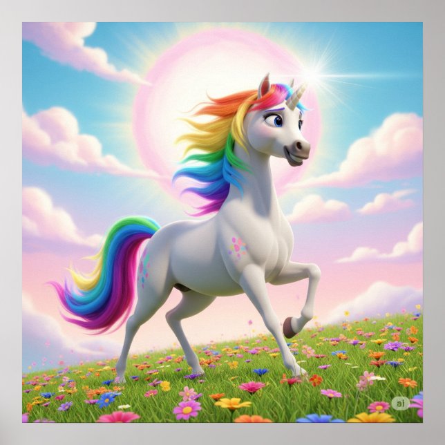 Magical Rainbow Unicorn Poster (Front)