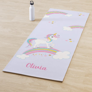 Magical Rainbow Unicorn Purple Personalised Yoga Mat