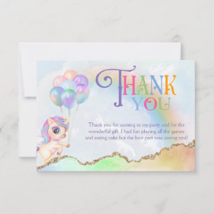 Magical Rainbow Unicorn Thank You Card