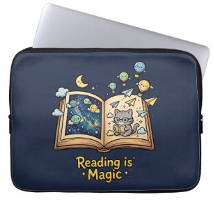 Magical Reading Adventure - Kawaii Bookish Design Laptop Sleeve