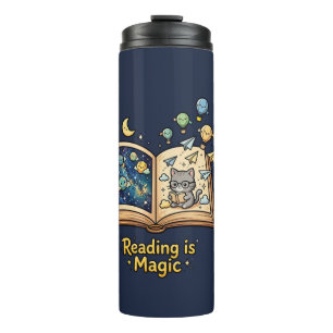Magical Reading Adventure - Kawaii Bookish Design Thermal Tumbler