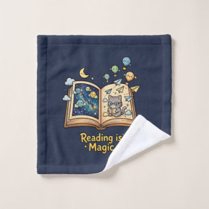 Magical Reading Adventure - Kawaii Bookish Design Wash Cloth