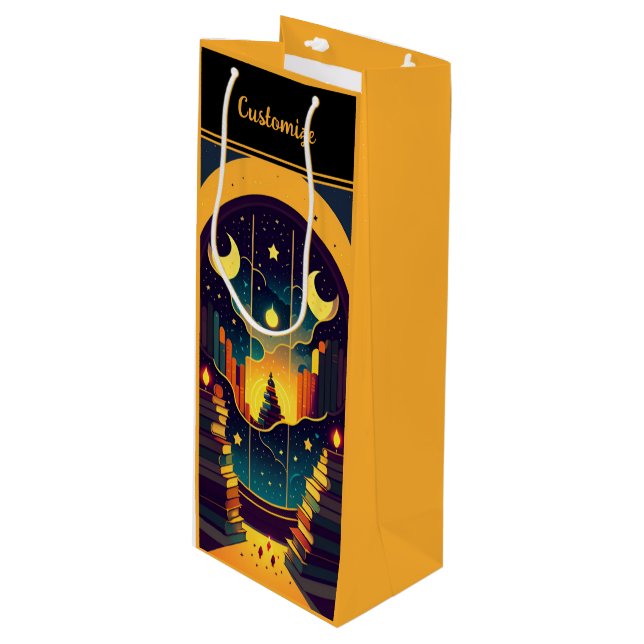 Magical Realm Of Books Black Wine Gift Bag (Front Angled)