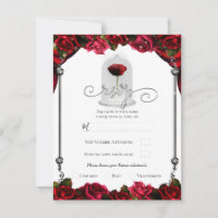 Magical Red Rose White Gold Silver Party RSVP