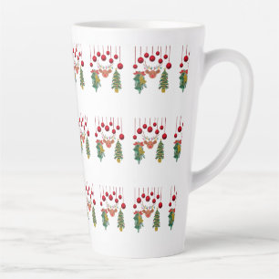 Magical Reindeer Bells and Christmas Tree Design Latte Mug