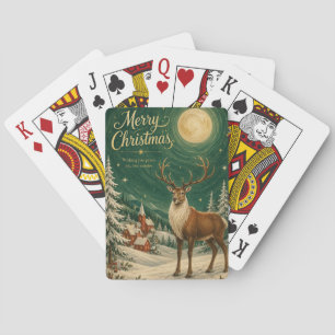 Magical Reindeer Winter Moonlight Playing Cards