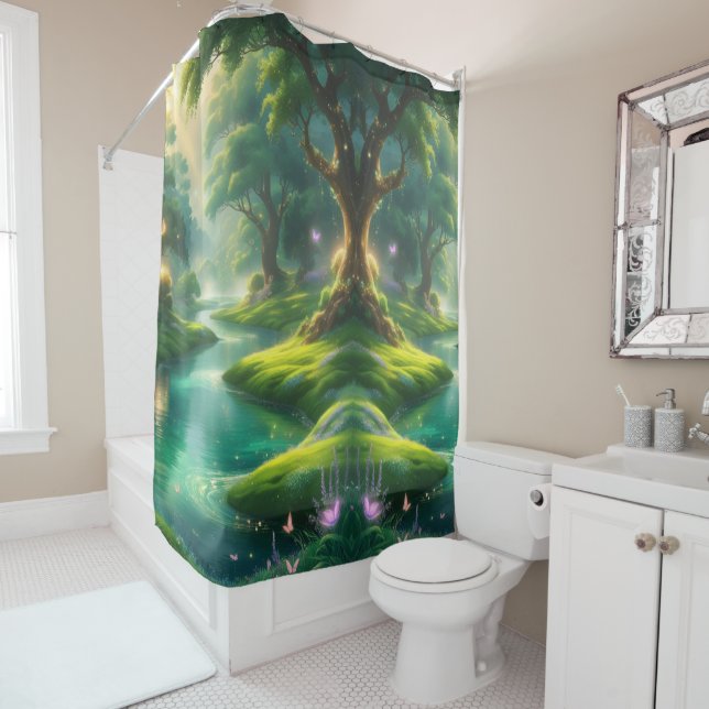 Magical River Landscape Shower Curtain (In Situ)