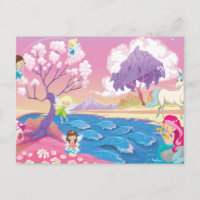 Magical Riverbank with Fairies Unicorn and Mermaid