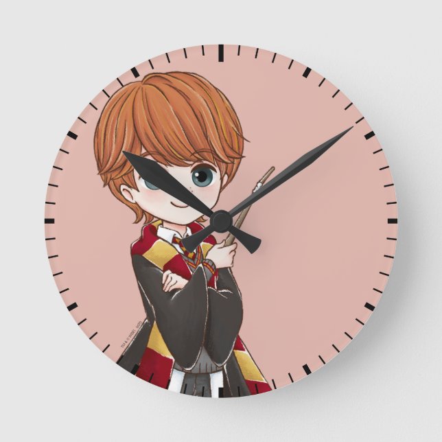 Magical Ron Weasley Watercolor Round Clock (Front)