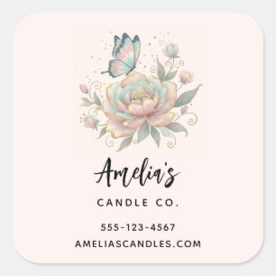 Magical Rose and Butterfly Business Square Sticker