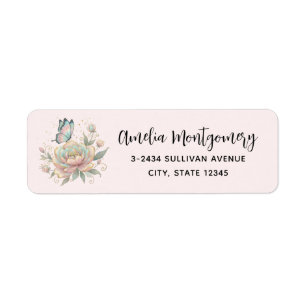 Magical Rose and Butterfly Pastel Colours Address