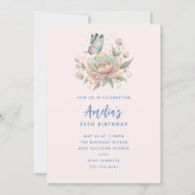 Magical Rose and Butterfly Pastel Colours Birthday