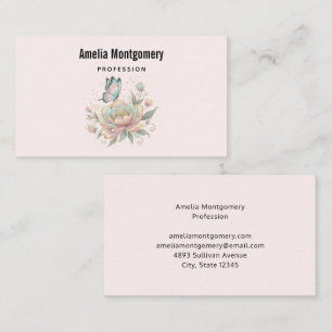 Magical Rose and Butterfly Pastel Colours Business Card