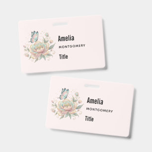 Magical Rose and Butterfly Pastel Colours ID Badge