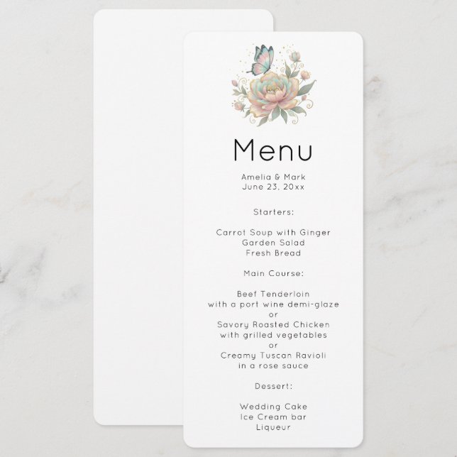 Magical Rose and Butterfly Pastel Colours Invitation (Front/Back)