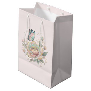 Magical Rose and Butterfly Pastel Colours Medium Gift Bag