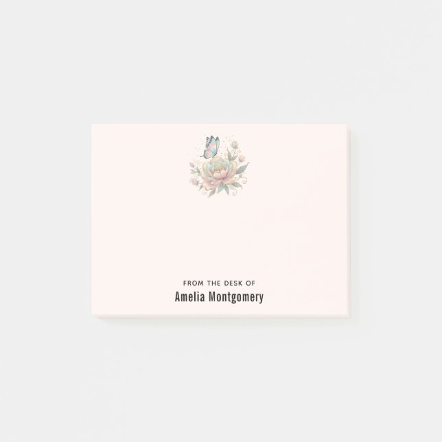 Magical Rose and Butterfly Pastel Colours Post-it Notes (Front)