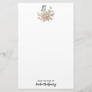 Magical Rose and Butterfly Pastel Colours Stationery
