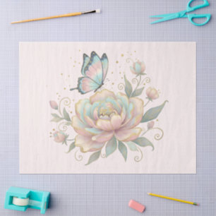 Magical Rose and Butterfly Pastel Colours Tissue Paper