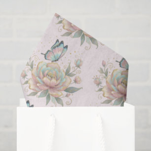 Magical Rose and Butterfly Pattern Pastel Colours  Tissue Paper