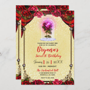 Magical Rose Beauty Birthday Sweet 16 Birthday Invitation