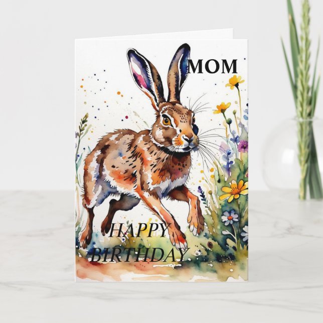 Magical Running Hare Birthday Card (editable) (Front)