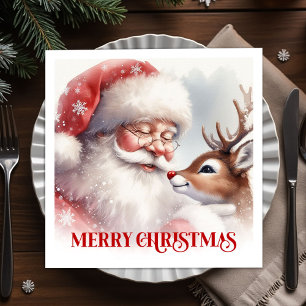 Magical Santa Rudolph Festive Dinner Napkins