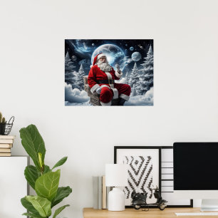 Magical Santa Space Background Christmas  Poster