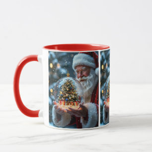 Magical Santa with Christmas Tree Globe Mug