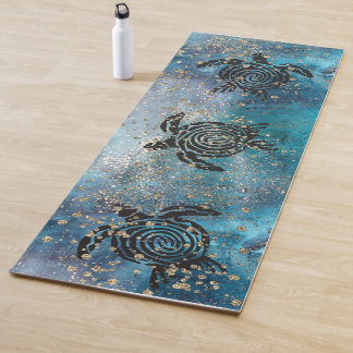 Magical Sea Turtle Glittery Blue Yoga Mat