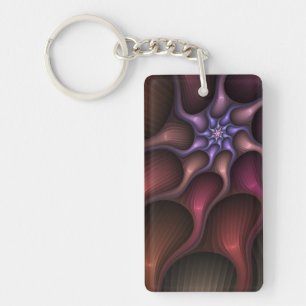 Magical Shiny Abstract Striped Colorful Fractal Key Ring