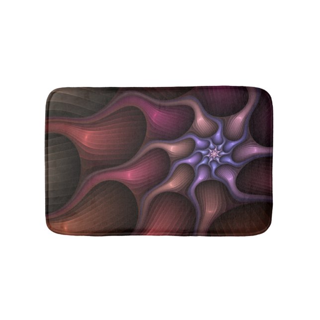 Magical Shiny Abstract Striped Colourful Fractal Bath Mat (Front)