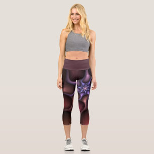 Magical Shiny Abstract Striped Colourful Fractal Capri Leggings