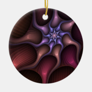 Magical Shiny Abstract Striped Colourful Fractal Ceramic Tree Decoration