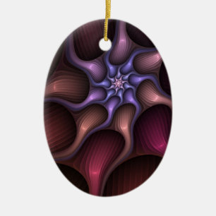 Magical Shiny Abstract Striped Colourful Fractal Ceramic Tree Decoration