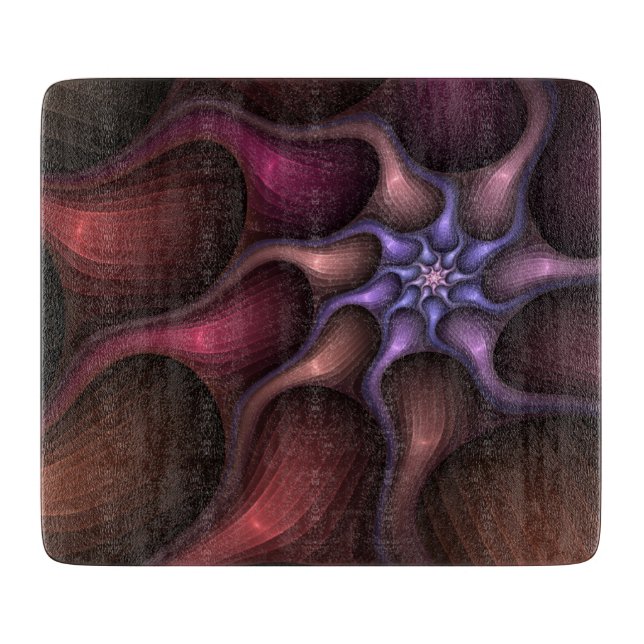 Magical Shiny Abstract Striped Colourful Fractal Cutting Board (Front)