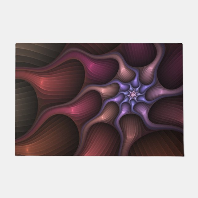 Magical Shiny Abstract Striped Colourful Fractal Doormat (Front)