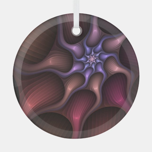 Magical Shiny Abstract Striped Colourful Fractal Glass Tree Decoration (Front)
