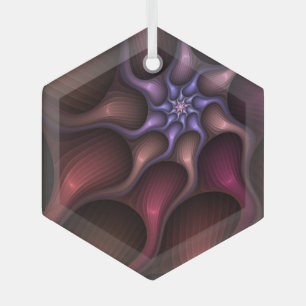Magical Shiny Abstract Striped Colourful Fractal Glass Tree Decoration