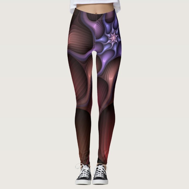 Magical Shiny Abstract Striped Colourful Fractal Leggings (Front)